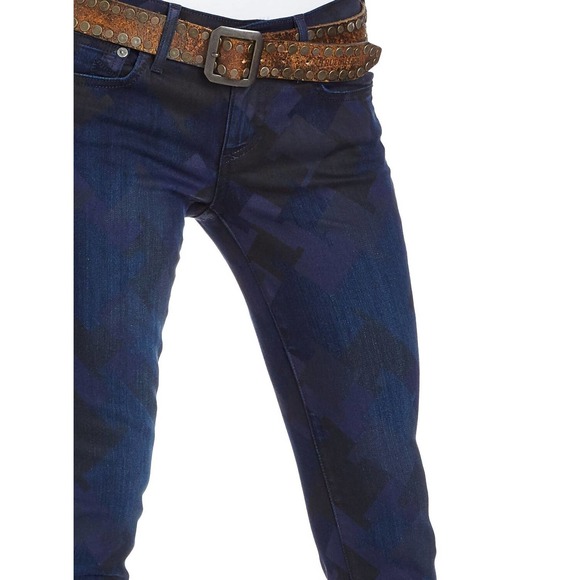 True Religion Casey Low Rise Super Skinny Jeans Indigo Houndstooth 23/24/25 Nwt - Picture 3 of 5